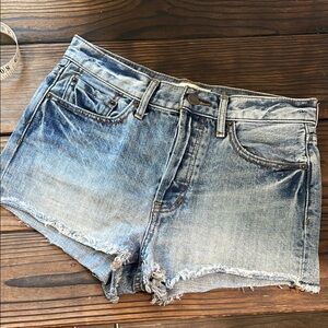 We The Free Blue Jean Shorts Distressed Raw Hem size 26